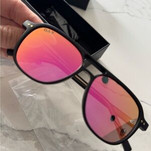 Women's Black Frame Sunglasses with Pink Mirrored Lenses